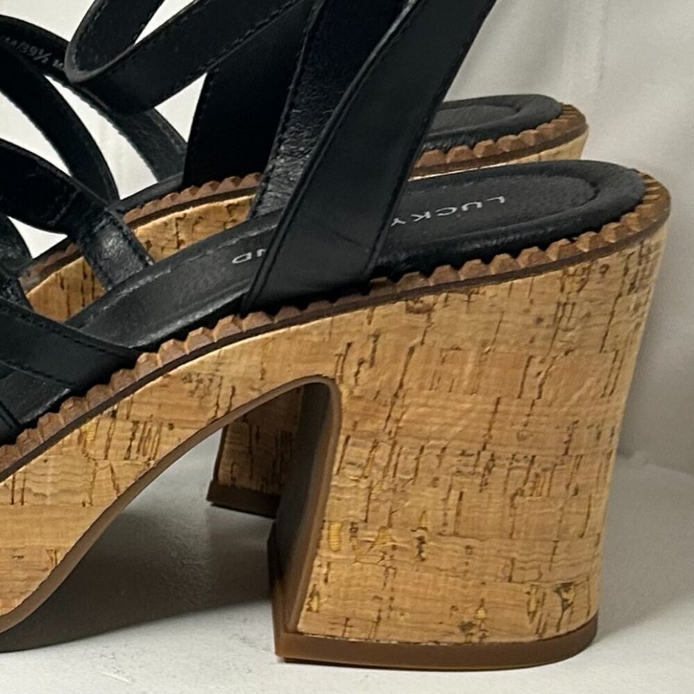 Lucky Brand Women's Taiza Platform Sandal Heeled in Black Size 8.5 - Picture 5 of 9